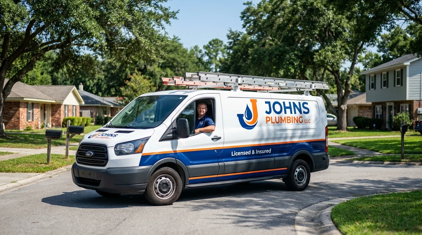 Johns Plumbing LLC service van in South Bay, FL