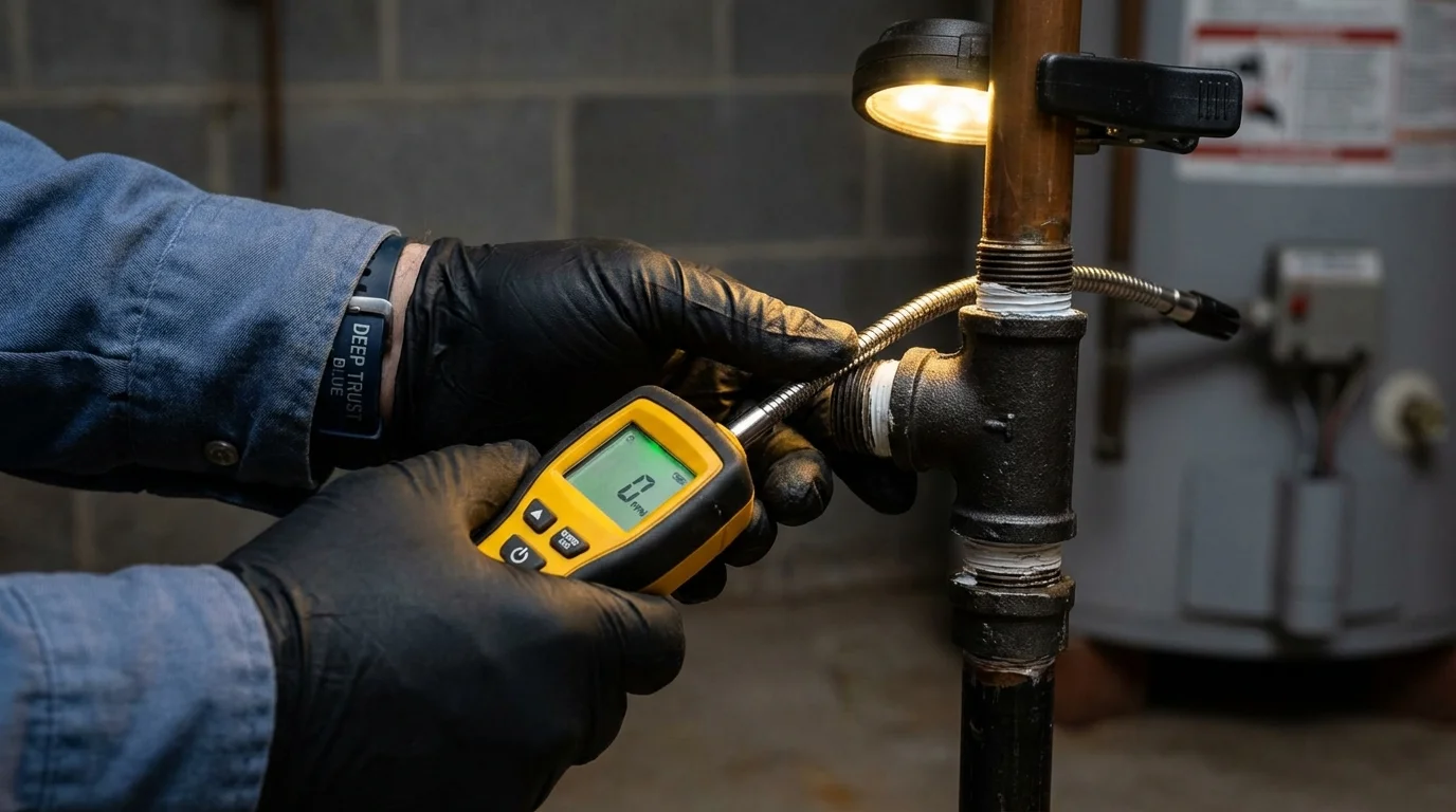 Gas leak detection with electronic sniffer by Johns Plumbing LLC in South Bay